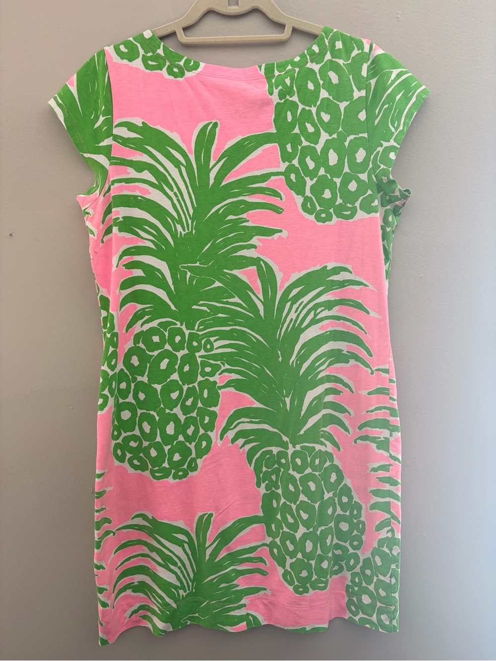 Lilly Pulitzer Pink and Green Pineapple Print Short Sleeve Shift Dress - Picture 3 of 7